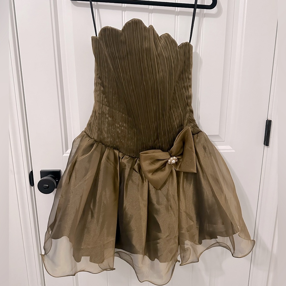 Vintage Gold mini prom dress.